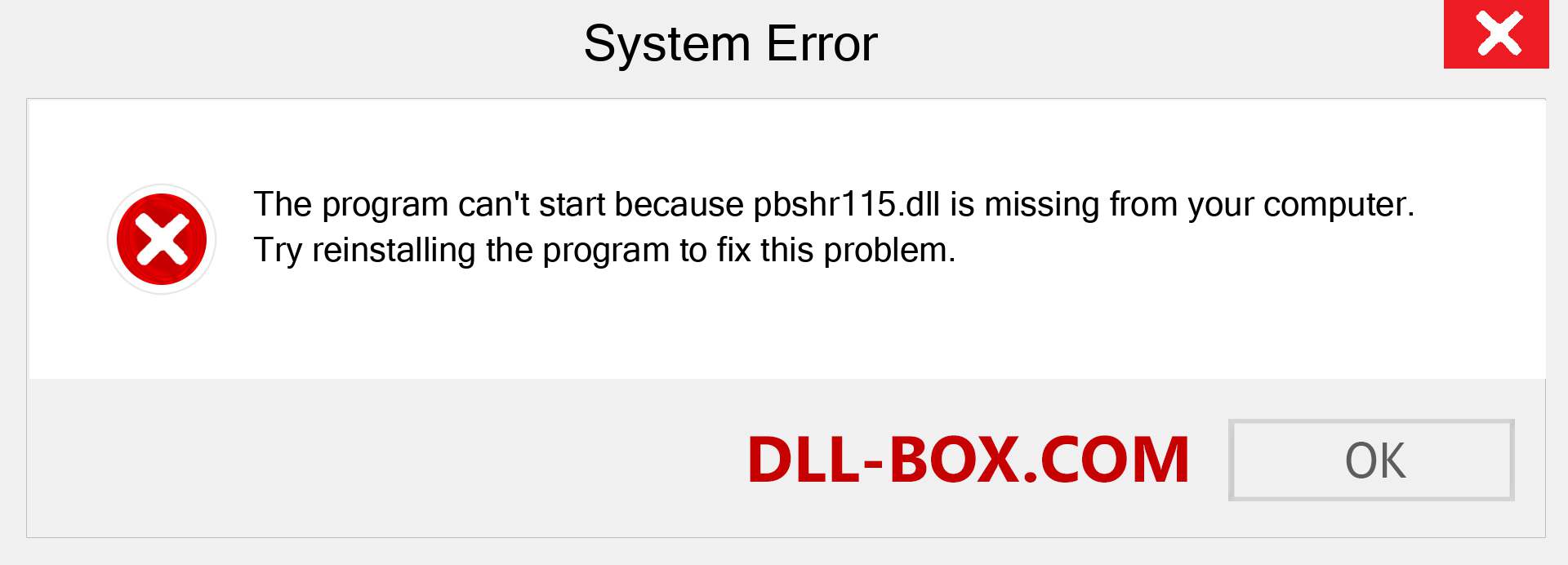 pbshr115.dll file is missing?. Download for Windows 7, 8, 10 - Fix  pbshr115 dll Missing Error on Windows, photos, images